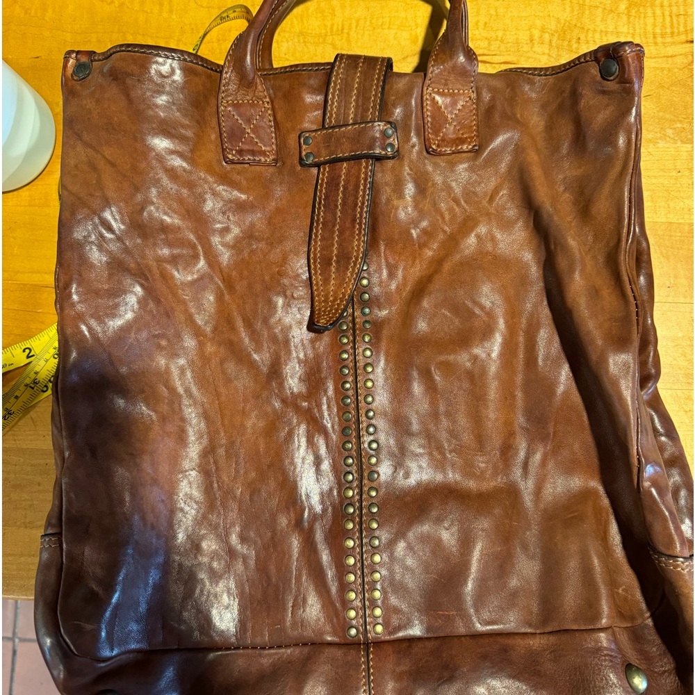 Campomaggi leather bag in brown made for Jigsaw store in San Francisco